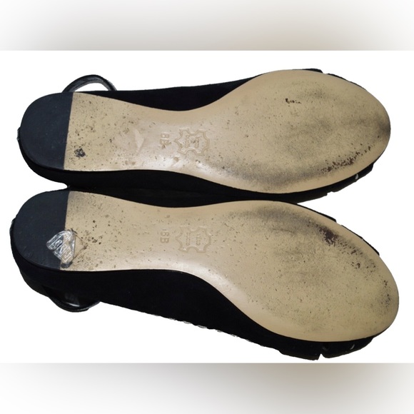 CHARLES DAVID  6 M BLACK SUEDE PEEP TOE ANKLE STRAP FLATS SHOES WALKING COMFORT - Picture 6 of 6